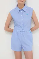 Bavlněné šortky Silvian Heach vzorované, high waist