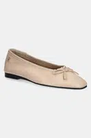 Kožené baleríny Tommy Hilfiger BALLERINA SOFT LEATHER béžová barva, FW0FW08355