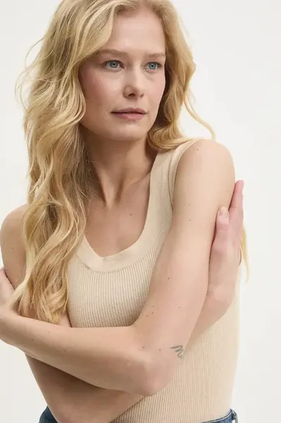 Top s příměsí vlny Answear.LAB béžová barva