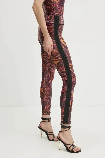 Legíny Versace Jeans Couture dámské, oranžová barva, vzorované, 78HAC114 JS438