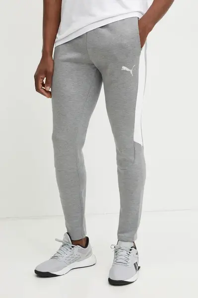 Tréninkové kalhoty Puma teamEVOSTRIPE šedá barva, vzorované, 659948
