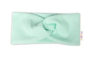 Baby Nellys Hand Made Dvouvrstvá žebrovaná čelenka, mátová, 92/98