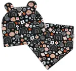 Baby Nellys Dvouvrstvá čepice s oušky + šátek Palouček, grafit