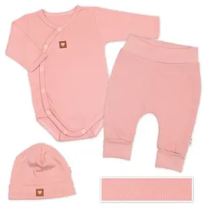 Baby Nellys Rostoucí 3dílná sada pro miminko Nature - korálová, vel. 56/62