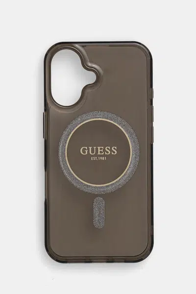Obal na telefon Guess iPhone 16 6.1 černá barva, GUHMP16SHFGEREK