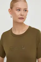 Bavlněné tričko G-Star zelená barva