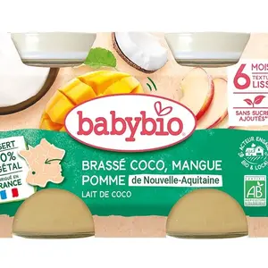 Babybio Svačinka z kokosového mléka s mangem a jablkem 2x130 g