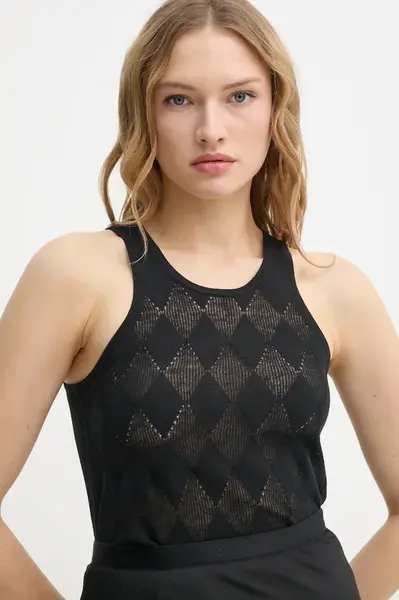 Top s příměsí lnu AERON KISMET černá barva, TO479561