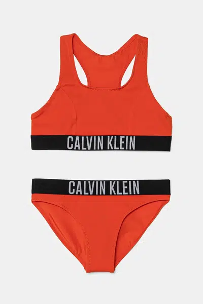 Dvoudílné dětské plavky Calvin Klein Jeans červená barva, KY0KY00091