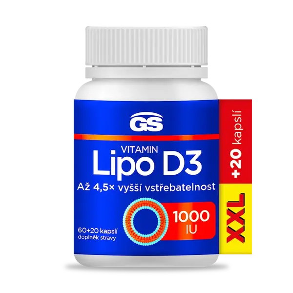 GS Vitamin Lipo D3 1000 IU XXL 60 + 20 kapslí