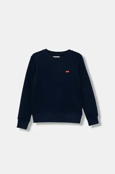Dětská mikina Levi's MINI LOGO CREWNECK SWEATSH tmavomodrá barva, hladká, 9EE331