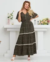 Resti Women's black flared floral maxi dress - Clothing