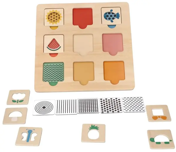 Adam Toys Dřevěná aktivní vkládačka/puzzle se vzory, přírodní