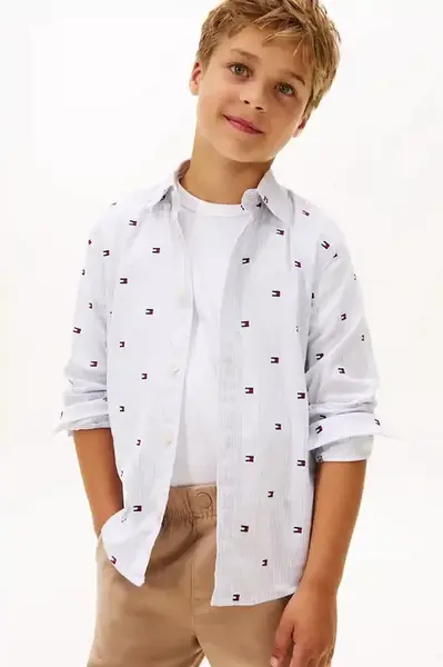 Dětská košile Tommy Hilfiger modrá barva, KB0KB10178
