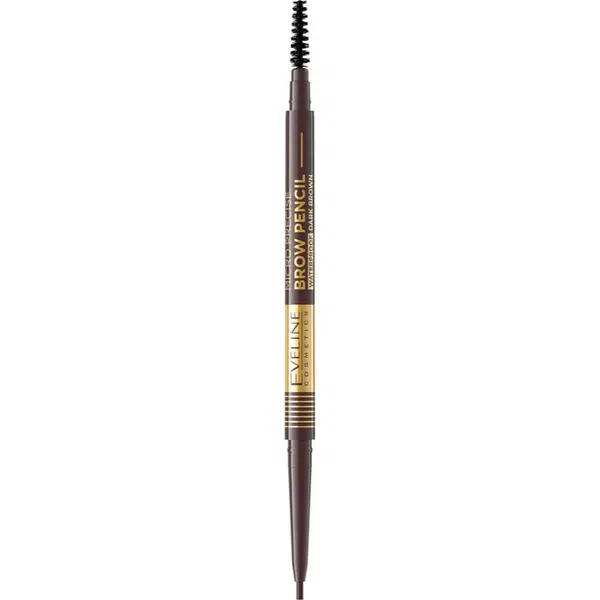 Eveline Cosmetics Micro Precise vodeodolná ceruzka na obočie s kefkou 2 v 1 odtieň 03 Dark Brown 4 g