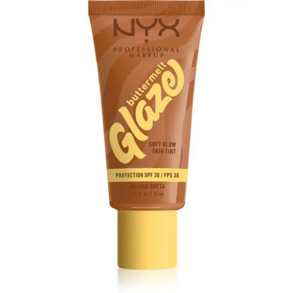 NYX Professional Makeup Buttermelt Glaze rozjasňujúci tónovací fluid SPF 30 odtieň Chai Butta 30 ml