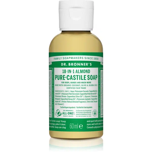 Dr. Bronner’s Almond tekuté univerzálne mydlo 60 ml