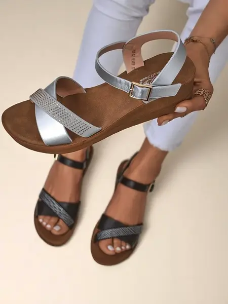 Resti Royal Fashion Women's Rhinestone Wedge Sandals Allona