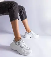 Gemre White sneakers with glitter inserts Rigel