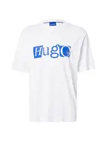 HUGO Tričko 'Nugix'  kobaltovomodrá / biela