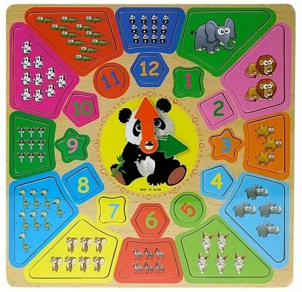 Dřevěné puzzle hodiny se zvířátky