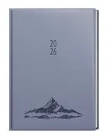 Denní diář 2026 David Vivella s ražbou A5 holubí šeď Hory