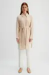 Trendyol X Kevser Sarıoğlu Beige Belted Aller Detail Woven Shirt