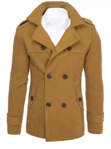 Pánský dvouřadý kabát Barva kamelová DSTREET