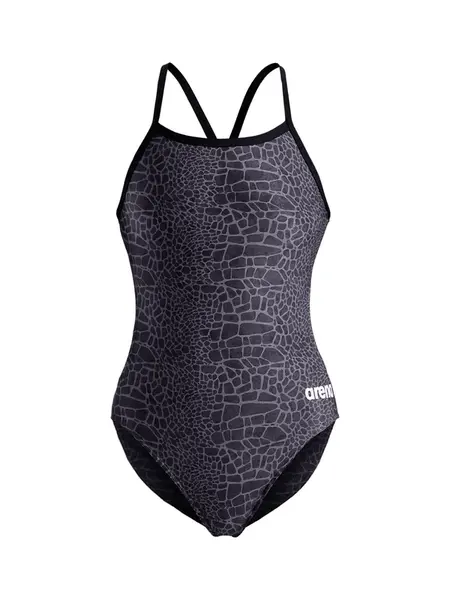 ARENA Jednodielne plavky 'SNAKESKIN'  antracitová / čierna / biela