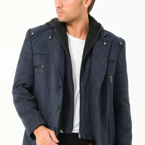 K7532 DEWBERRY MEN'S COAT-DIAGONAL NAVY BLUE