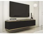Závěsná TV skříňka Orfeo, 135 cm, černá/zlatá