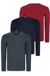 TRIPLE SET T8587 DEWBERRY V-NECK MEN'S SWEATSHIRT-NAVY-ANTHRACITE-BURGUNDY