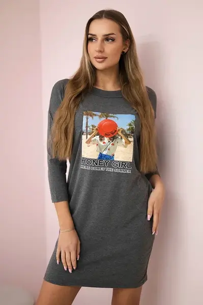 Šaty s potiskem Honey girl graphite