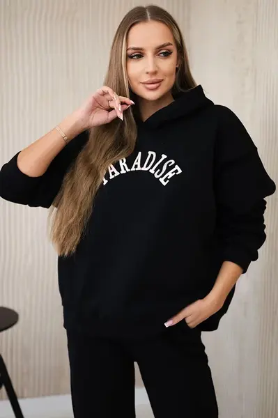 Bavlněná souprava s vyšívaným nápisem Paradise black