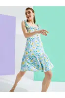 Koton Women's Blue Patterned Dress