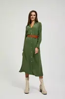 Marisse Khaki Midi Dress With Wide Belt