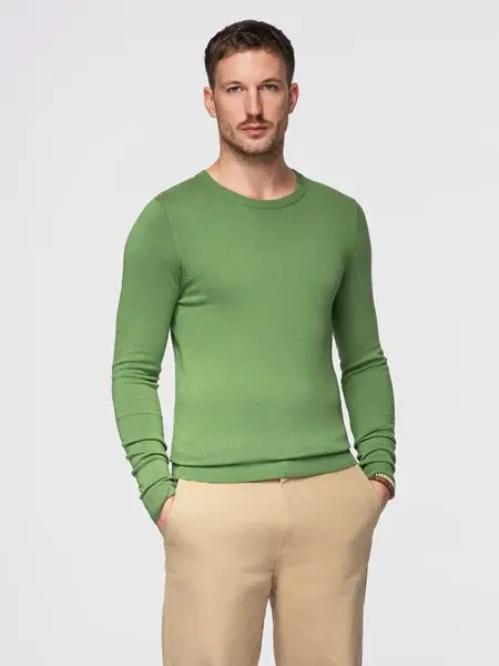 Ombre Classic men's sweater with round neckline - green