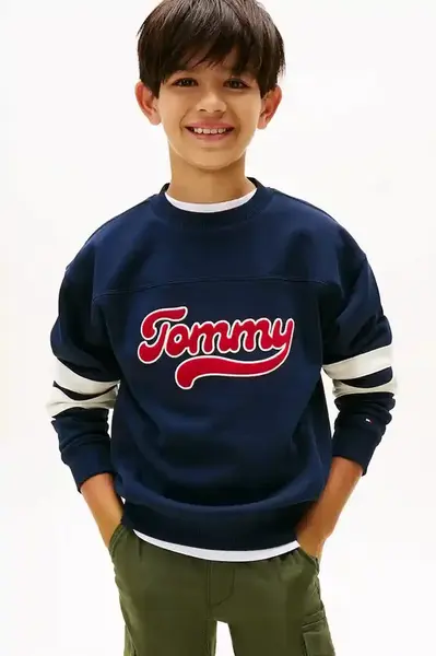 Dětská mikina Tommy Hilfiger tmavomodrá barva, s aplikací, KB0KB09985