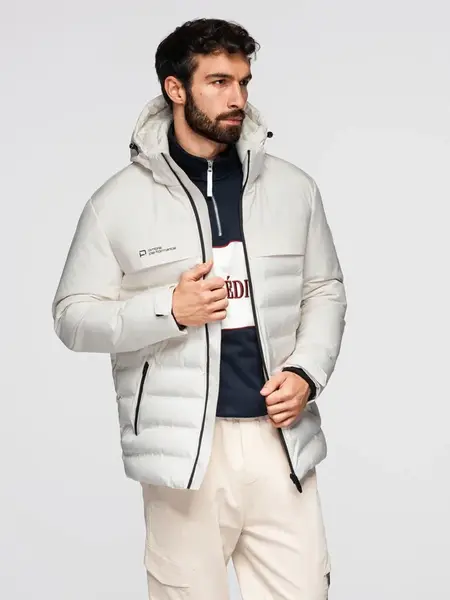 Ombre Men's winter jacket with detachable hood - cream