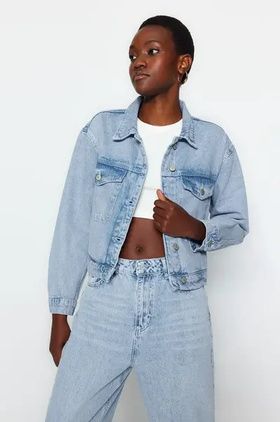 Trendyol svetlomodrá truckerská džínsová bunda