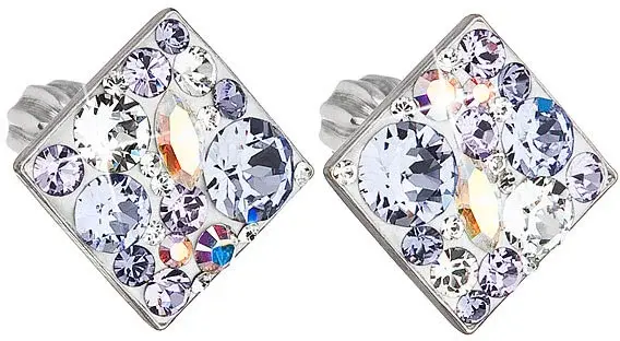 Evolution Group - Pavona Slušivé čtvercové náušnice s krystaly Violet 31169.3