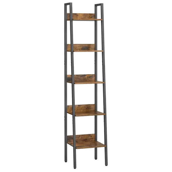 Boxxx REGÁL, hnědá, černá, uhlíková ocel, 33.8/170/30 cm