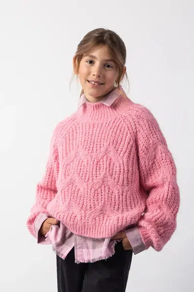 Dětský svetr Coccodrillo růžová barva, CRAFT PUNK GIRL JUNIOR