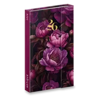 Magnetický týdenní diář Presco Notique 2026 - fialové květy