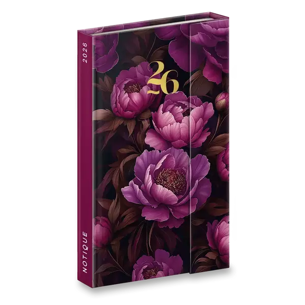 Magnetický týdenní diář Presco Notique 2026 - fialové květy