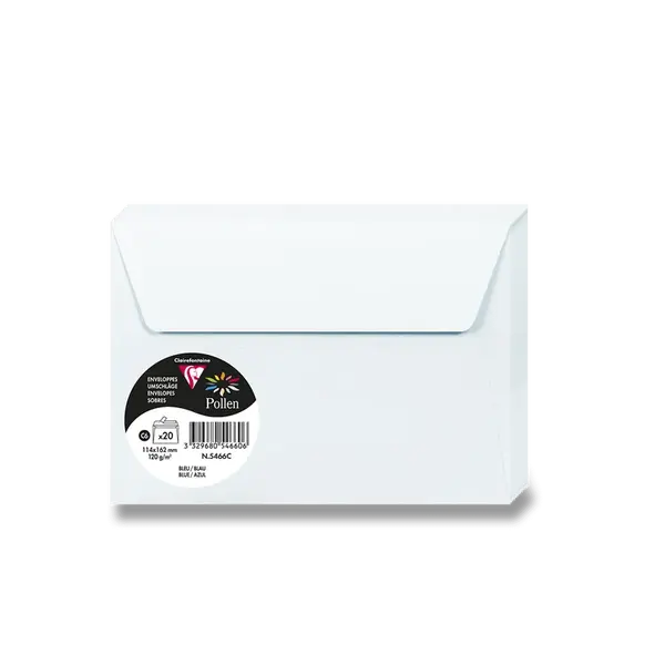 Barevná obálka Clairefontaine, C6, samolepicí, 20 ks - sv. modrá