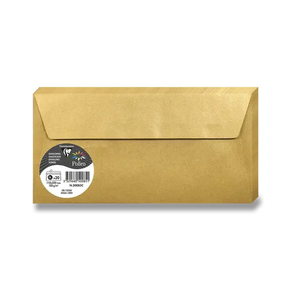 Obálka Clairefontaine, DL, samolepicí, 20 ks - zlatá