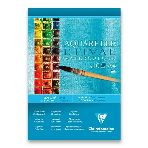 Akvarelový blok Clairefontaine Etival Cold Pressed - A4, 10 listů, 200 g
