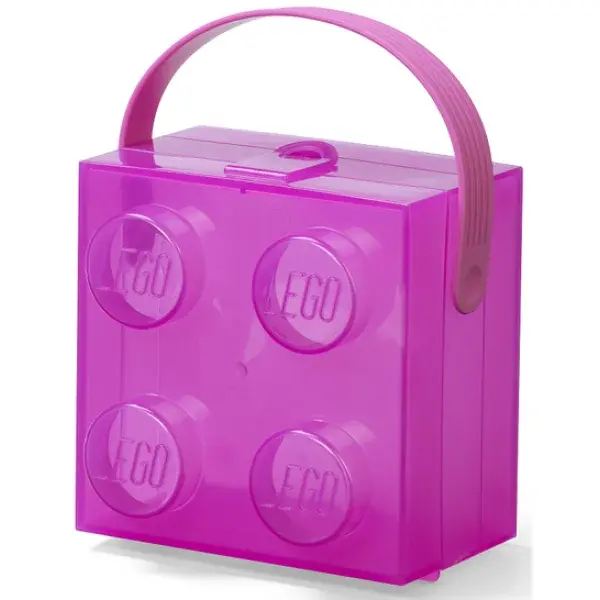 LEGO box s rukojetí - průsvitná fialová
