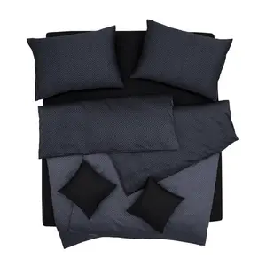 SCANquilt povlečení SATÉN DESIGN kristal šedočerná+černošedá 140 x 200/70 x 90 cm